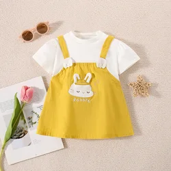 Summer New Children's Clothing For Girls Baby Girls Short Sleeved Dress Cartoon Rabbit Korean Version Princess Dress