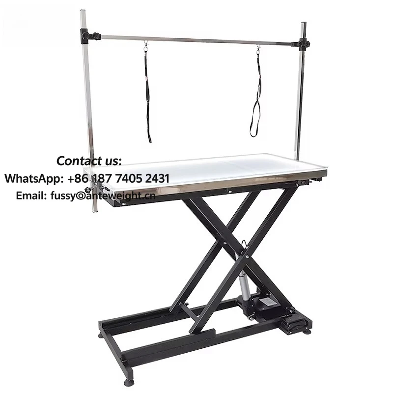 2026 Height Adjustable LED Veterinary Examination Table Electric Grooming Table for Pets Scissors Cross-Lifting Dog Pets