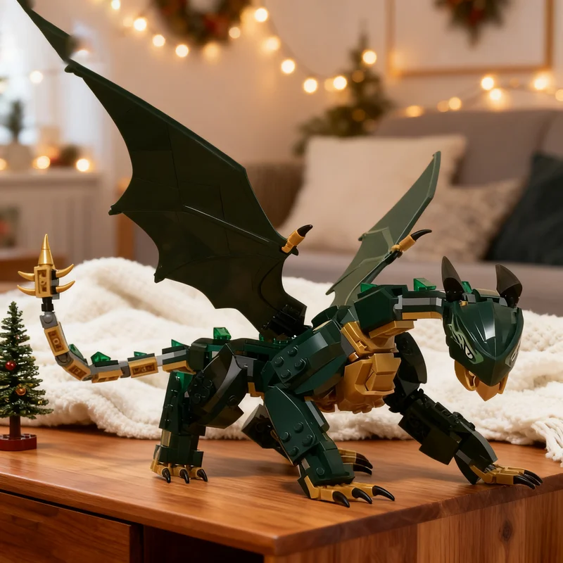 407pcs MOC Ninjia Dark Green Dragon Model Building Blocks Construction Christmas Gift Toys Creative Birthday Idea Art Collection