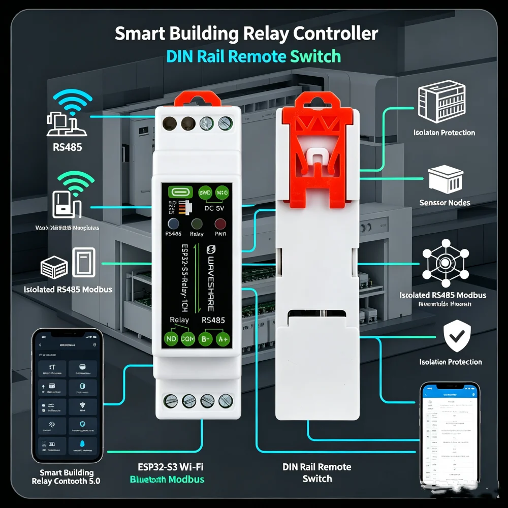 ESP32-S3-RS485 Development board 1-channel WiFi Bluetooth Relay industrial control board Type C With indicator Light & Anten