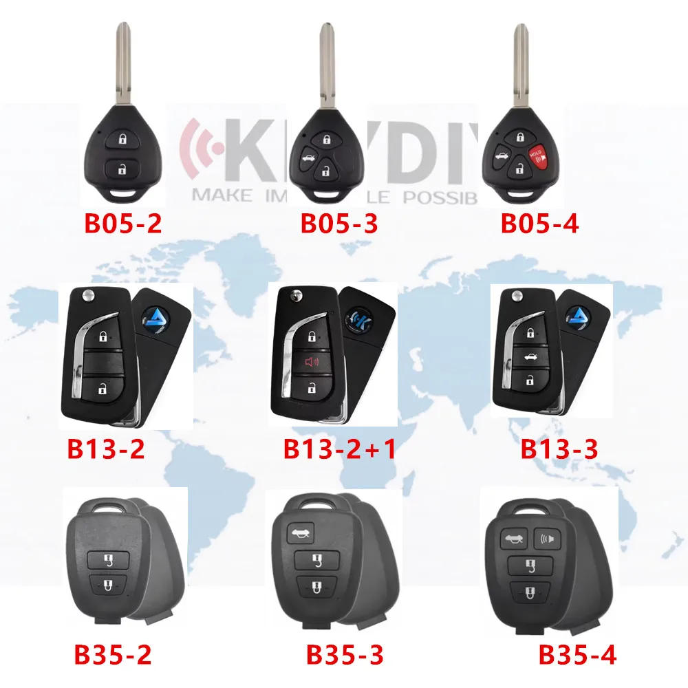 kd universal key car remote key 315 433mhz 5pcs/lot B05-2/3/4 B13-2/2+1/3 B35-2/3/4 for TOYOTA key for profession locksmith