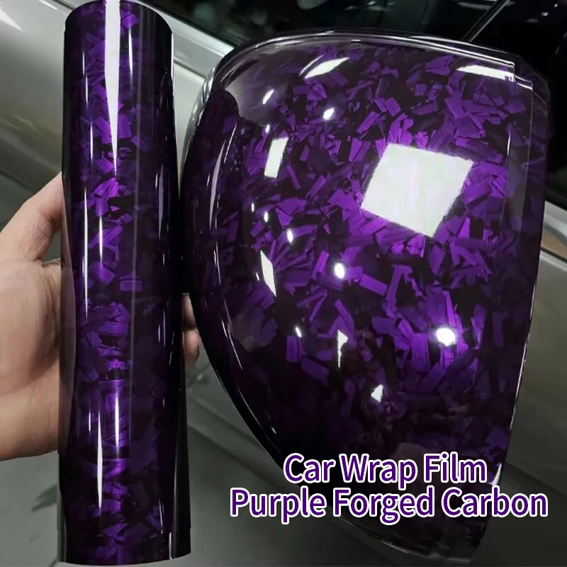 

Purple Forged PET Gloss Carbon Fiber Car Vinyl Wrap Film Air Release Sticker Sheet Film DIY Decal Auto Morotcycle Self Adhesive