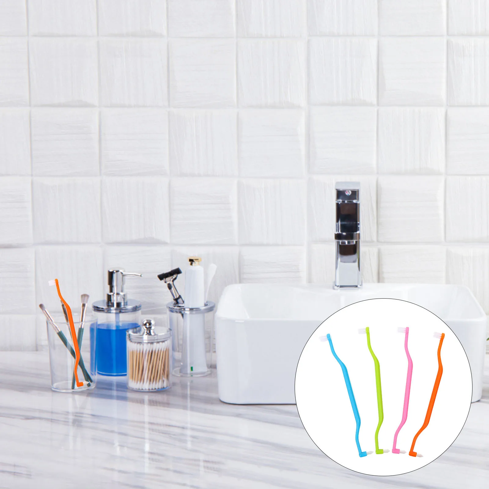 

4pcs Double-Headed Toothbrush Professional Interdental Cleaner For Braces Gum Care Tapered Manual Brush Travel Size Daily Oral