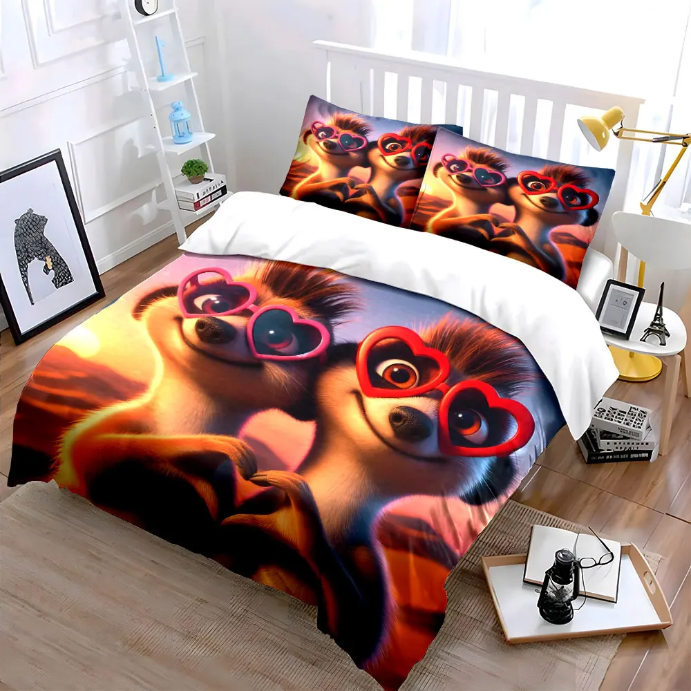 Meerkat couple with heart sunglasses Print Soft Comfortable Duvet Cover Bedding Set Included 1*Duvet Cover 2*Pillowcases