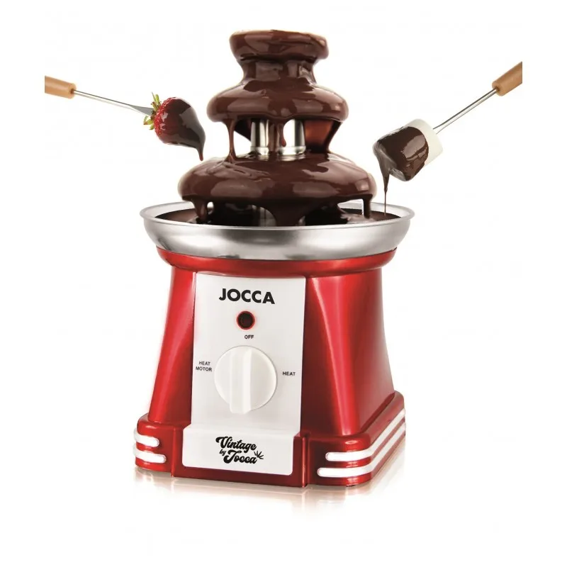 JOCCA brand electric and portable CHOCOLATE fountain with three layers. VINTAGE stainless steel FONDUE machine, elegant, ORIGINAL and fun to melt all kinds of CHOCOLATE. IDEAL for parties and children.