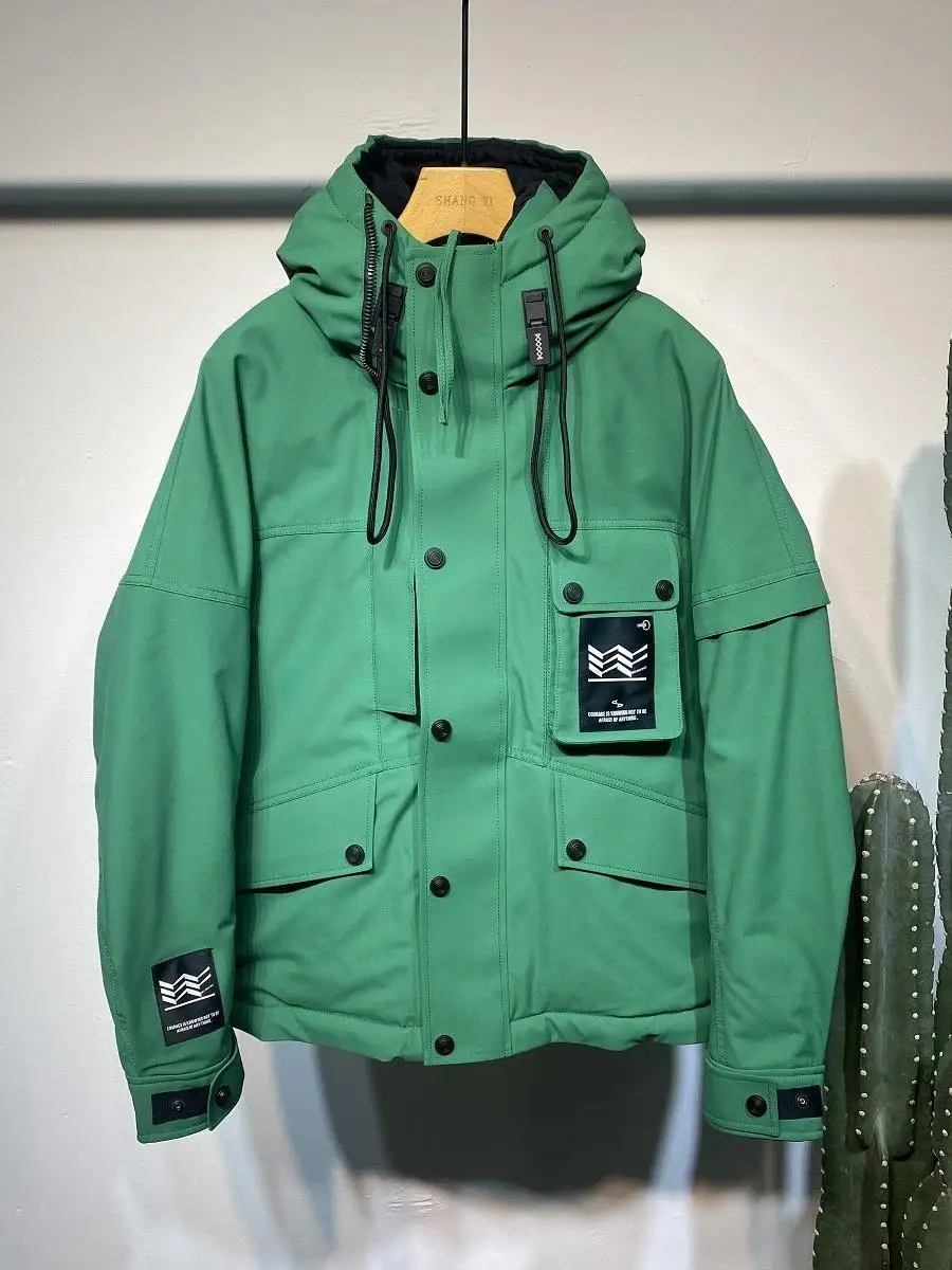 

Мужская зимняя утепленная куртка-пуховик, теплая верхняя одежда для активного отдыха, молодежная повседневная модная куртка с капюшоном, на хлопковой подкладке, стандартный крой