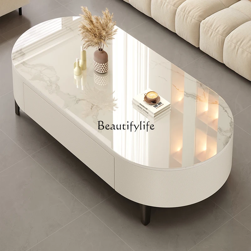 

Modern Simple Coffee Table Living Room Floor Cheap Oval Organizer Side Table Funky Necklace Relaxing Couchtisch Trendy Furniture