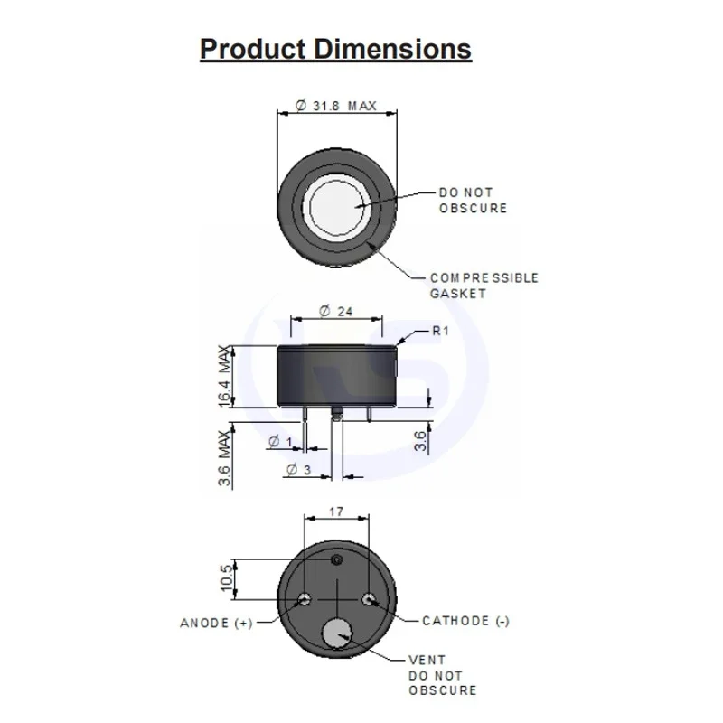 Oxygen sensor 7OXV flue gas detection signal O2 gas sensor 7OX-V oxygen cell