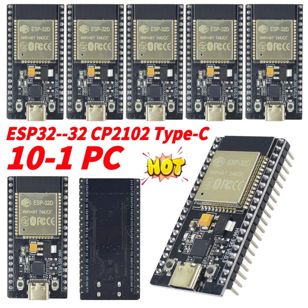 

10-1 шт. ESP32--32 CP2102 макетная плата Wi-Fi Bluetooth-совместимый электронный модуль 2412-2484 МГц для умного дома, мобильного IoT