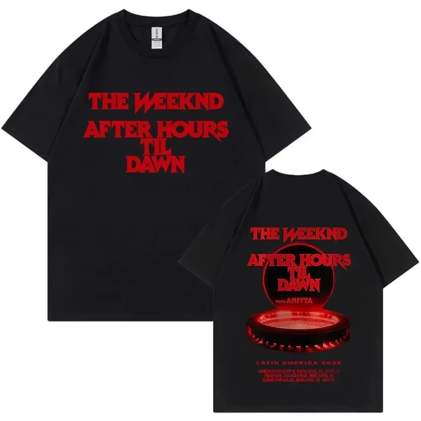 Popular Rapper The Weeknd 2026 World Tour After Hours Til Dawn Themed Unisex Hip Hop Harajuku Crew Neck T-Shirt