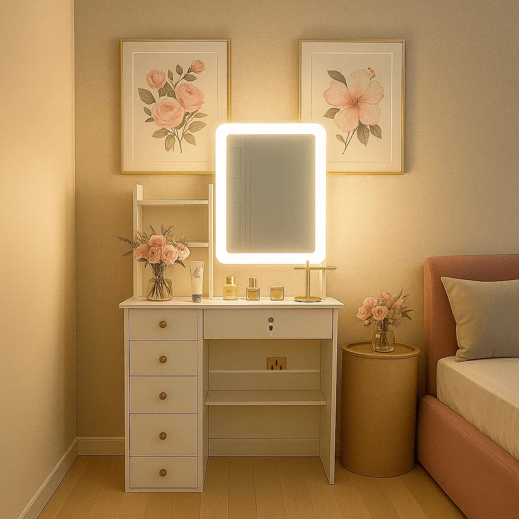 Storage cabinet dresser small space storage cabinet slide rail hidden storage three-layer partition + six drawers