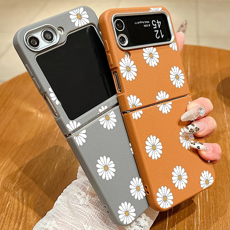 Cute Flowers Magnetic TPU Phone Case For Samsung Galaxy Z Flip 6 5 4 3 5G Luxury For Magsafe Leather Cover For Samsung Z Flip5