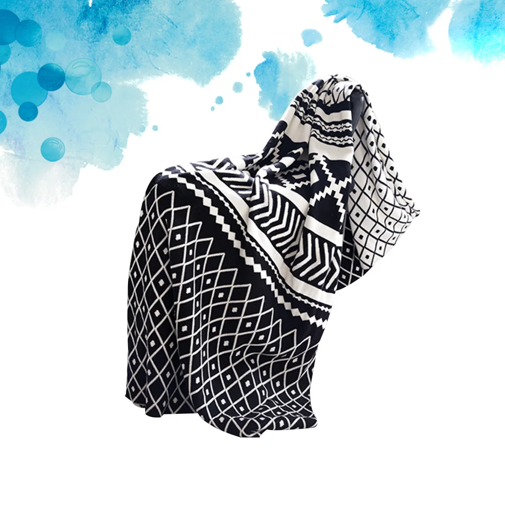 Coperta lavorata a maglia con geometria da 1 pezzo, divano letto in stile bohémien, coperta per tutte le stagioni