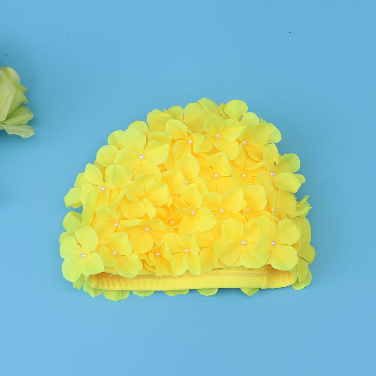 

Flower Swim Cap Stylish Floral Petal Bathing Hat Yellow for Women Comfortable Reusable Swimming Cap Flower Swim Women