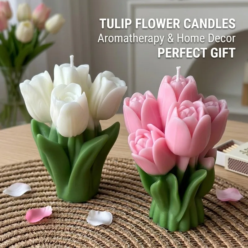 Tulpen-Duftkerze, Aromatherapie-Heimdekoration, Geschenk zum Valentinstag, Blumenduft-Kerze für Entspannung und Wohlbefinden