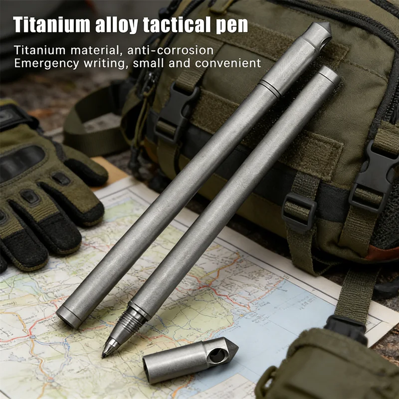 Survival Keychain Tool - Mini Titanium Pen for Hiking and Emergency Kits, A Reliable Writing Instrument That's Always with You