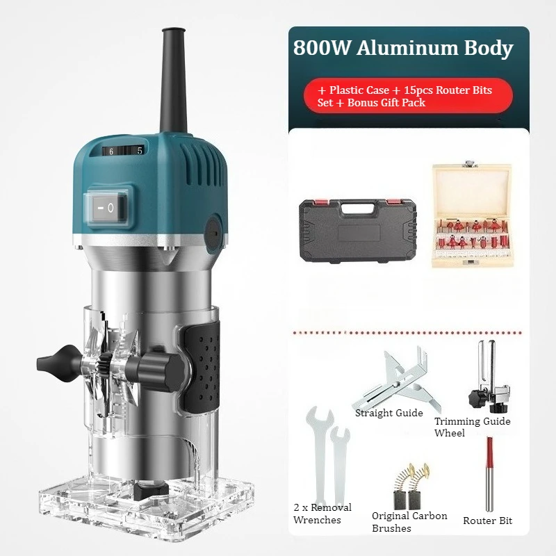 6 Speed Adjustable Trimmer Woodworking Router Grooving Machine for Wood Carving