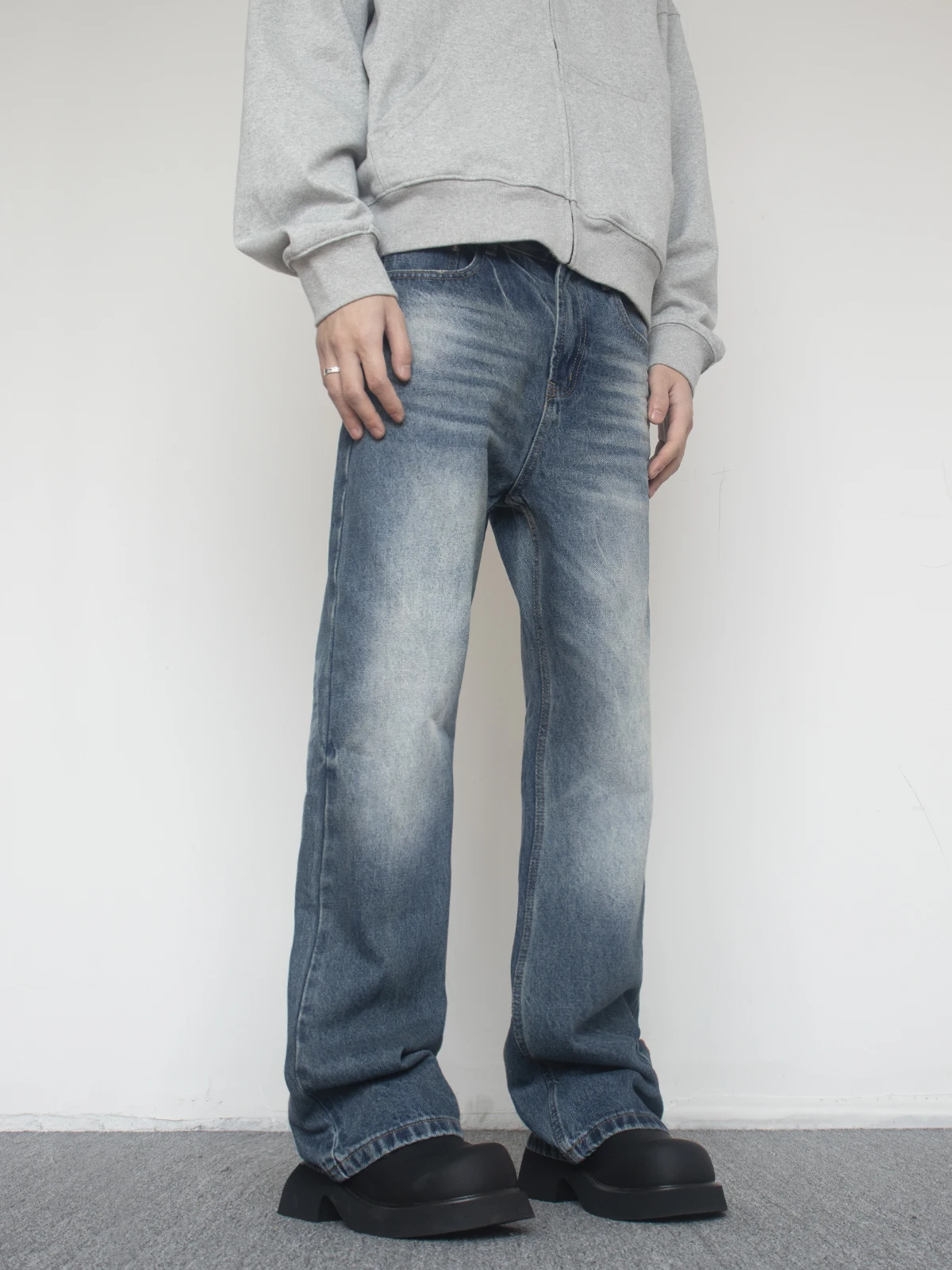 التخسيس عالية الخصر مستقيم الساق الجينز الأزرق الرجال النساء ريترو Waed بناطيل كاجوال XINU الأمريكية Sle الجينز مزيج القطن