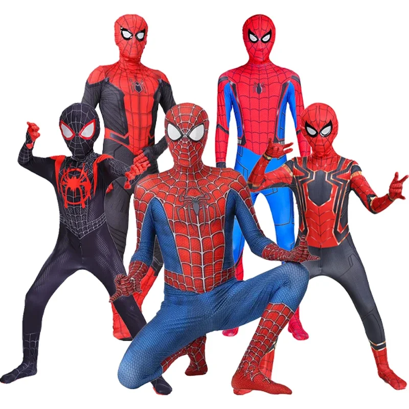 Child Spider Man Cosplay Costume Spider Man Into The Spider Verse Miles Morales Cosplay Bodysuit Jumpsuits Halloween Costumes