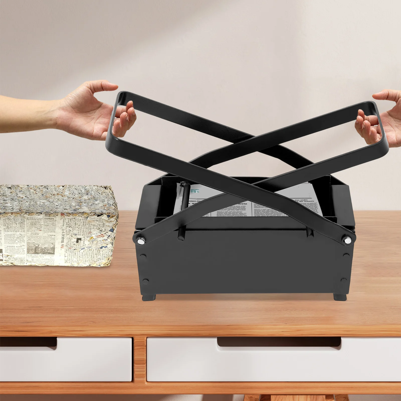 صانع فحم حجري من الطوب الورقي، أداة إعادة تدوير الوقود شديدة التحمل ومقاومة للحريق، أداة إعادة تدوير الوقود باللون الأسود