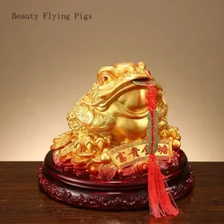 1 Pc Resin Lucky Golden Toad Ornament Decorations of Living Room TV Cabinet Opening and Housewarming Gifts Craft Ornaments