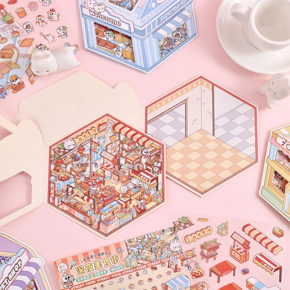 Paquete de 4 pegatinas microscópicas 3D para el hogar, calcomanías adhesivas impermeables para mascotas, para diario creativo, álbum de recortes, proyectos de decoración de oficina