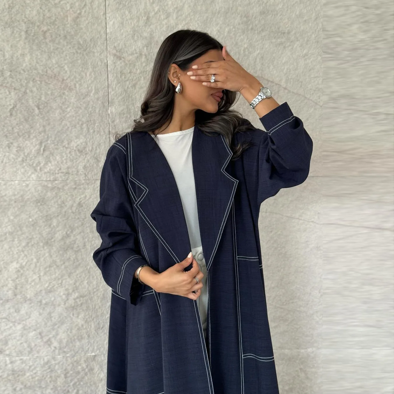 Denim Coat Open Kimono Abaya Dubai Muslim Dress Cardigan for Women Kaftan Modest Islam Robe Musulmane Jalabiya Kebaya Djellaba