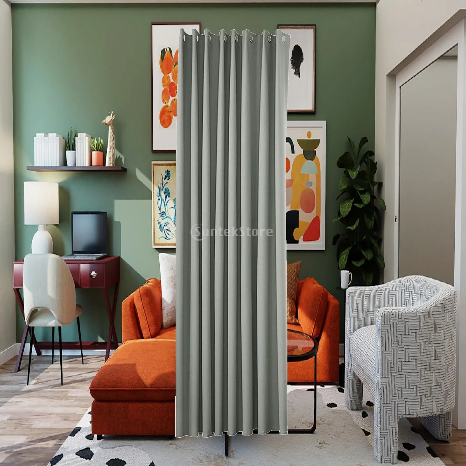 Home Wall Divider Curtain for Living Room, Noise Reduction Privacy Curtain with