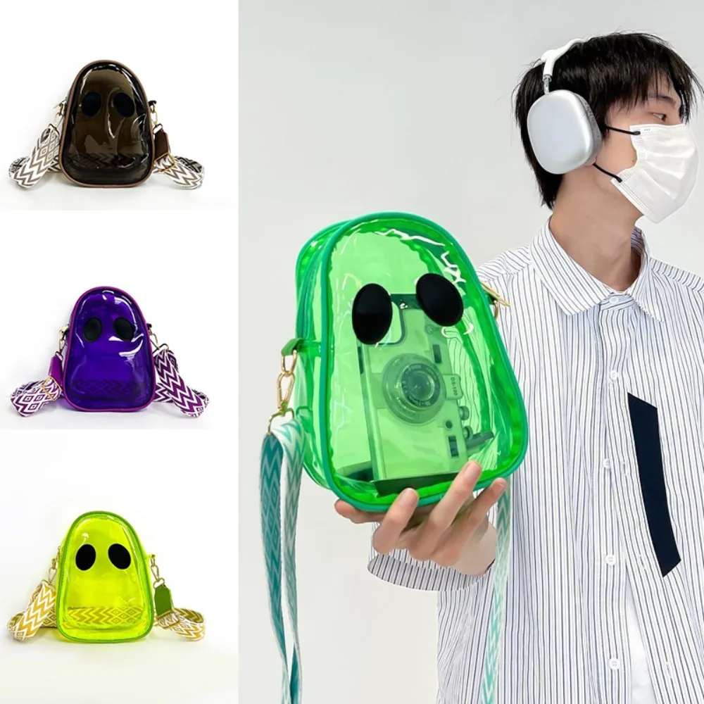 

Fashion Halloween Ghost Shoulder Bag PVC Transparent Clear Crossbody Bag Large Capacity Reusable Messenger Bag Unisex