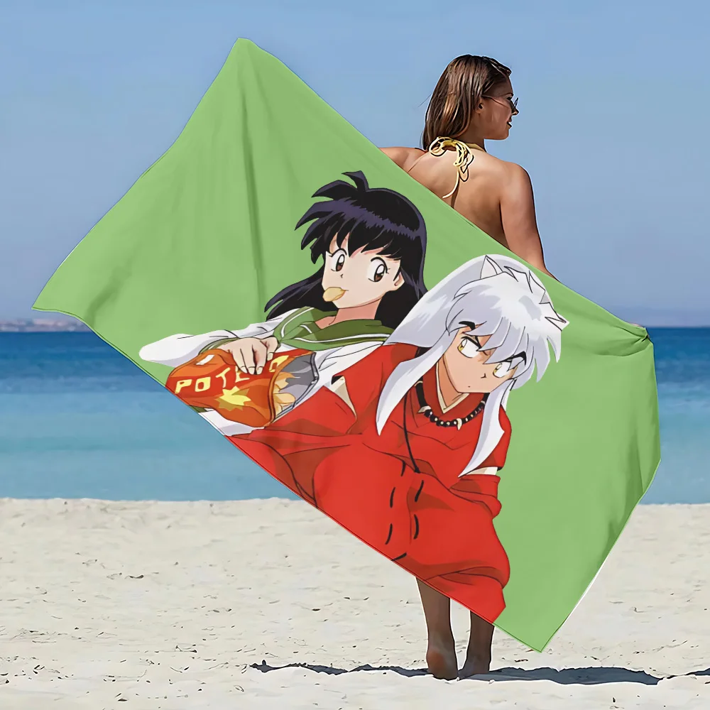 Toalla de playa de Anime Inuyasha para mujer, microfibra, sin arena, secado rápido, suave, a prueba de arena, regalo para viajes, gimnasio, ducha, Camping