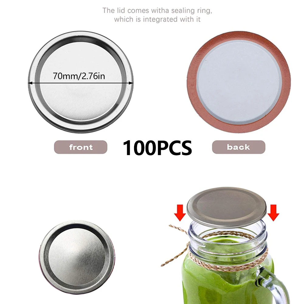 50/200PCS Mason Jar Lids Regular 70/86mm Wide Mouth Canning Lids Reusable Metal Canning Jar Leak-proof Split-Type Canning Caps