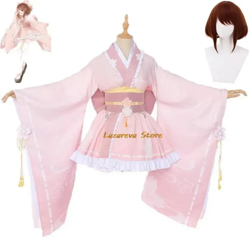 2025 Anime nuevo Uraraka Ochaco My Hero Academia Boku No Cosplay disfraz peluca Kimono encantador vestido rosa Lolita Hallowen Carniva ☆ ☆ ☆ aa