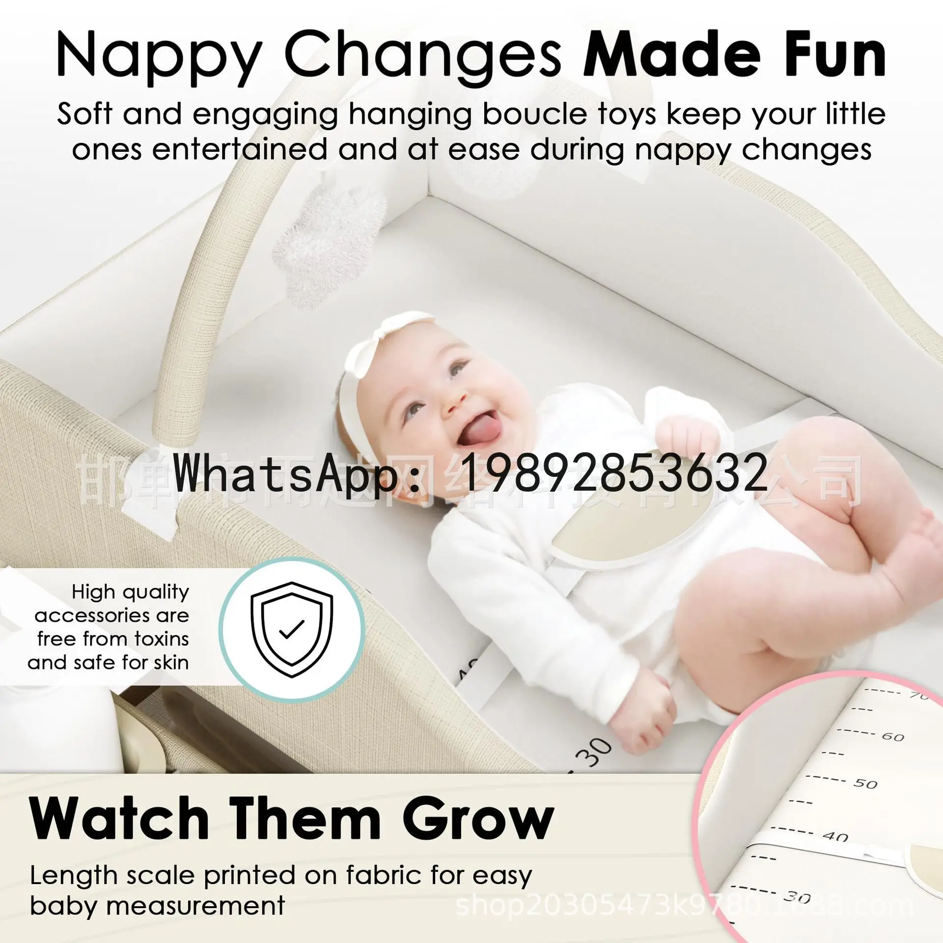 طاولة رعاية الرضع طاولة تغيير الحفاضات محمولة قابلة للطي متعددة الوظائف تعمل باللمس تدليك حمام السرير الجدول #4