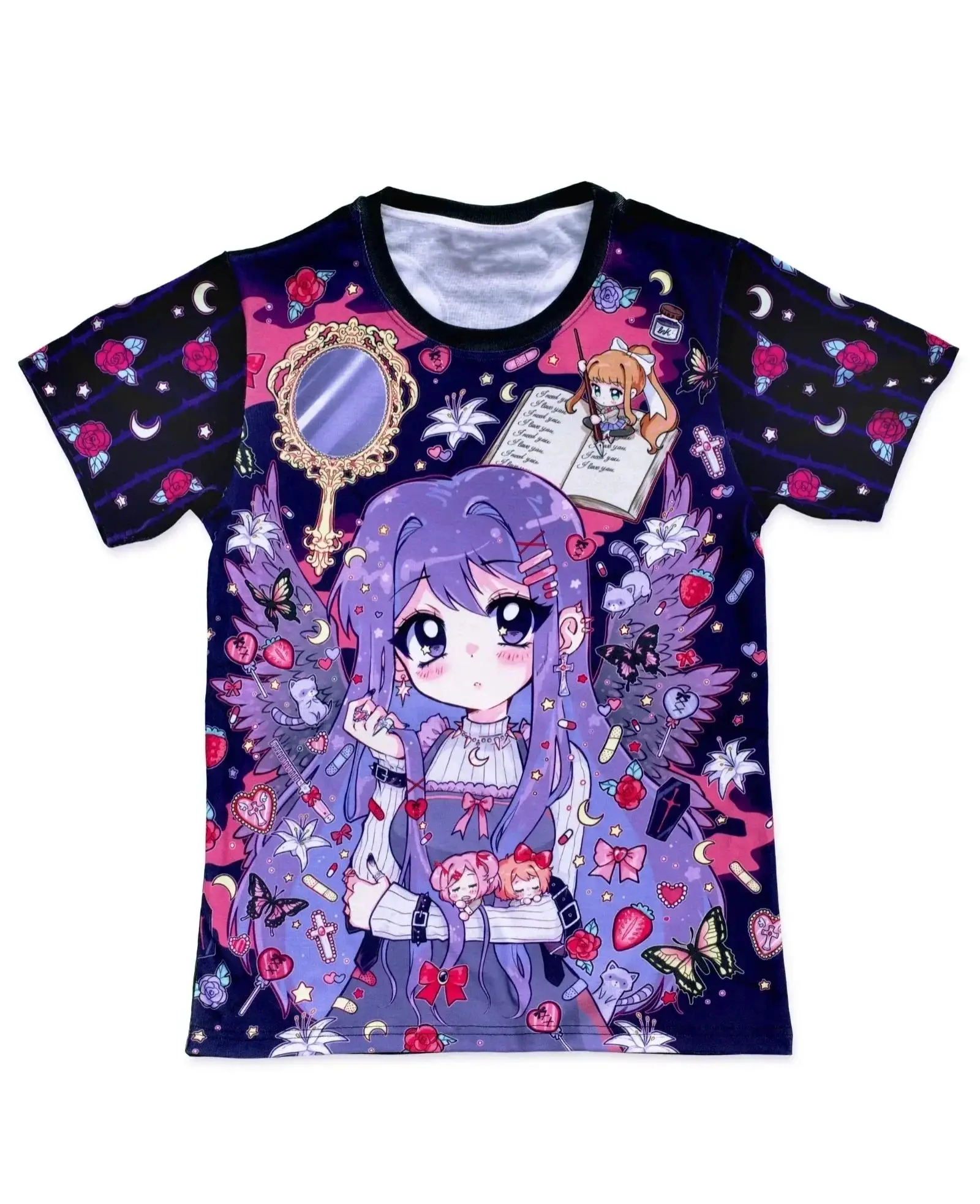 Latest Girls' Adult and Children's T-Shirts with 3D Full-Size Cartoon Print in Shibuya Style