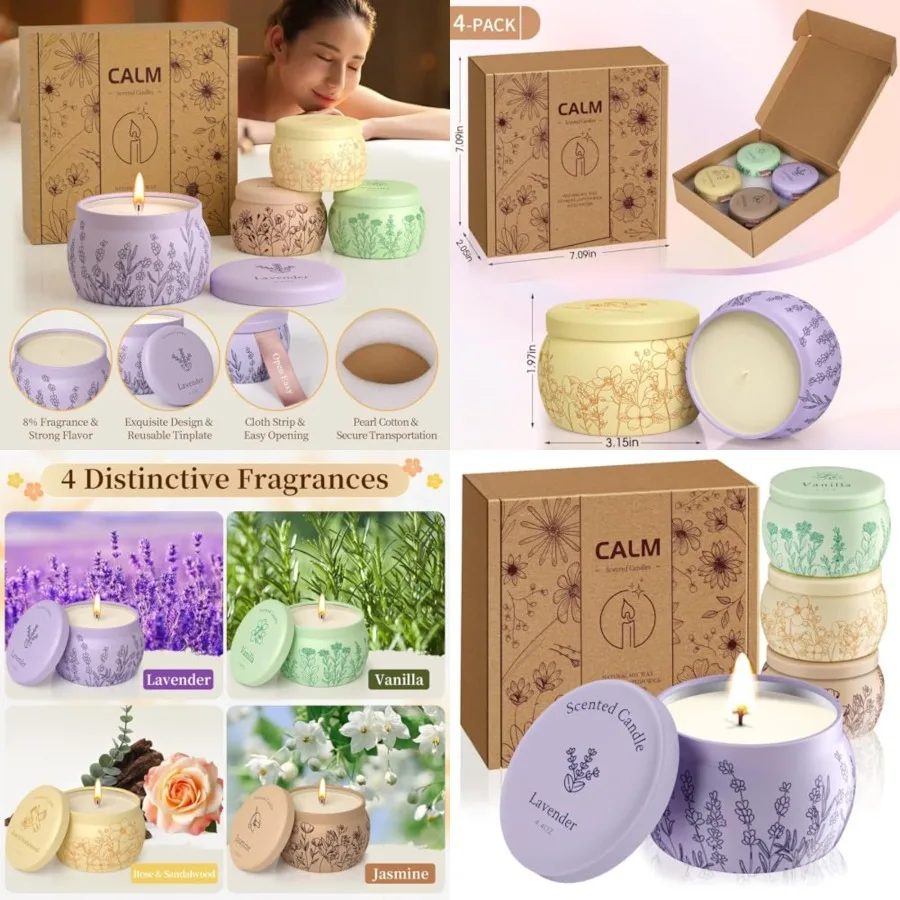 

Ароматические свечи для мамы, 17.6 унций, романтические свечи в банках для женщин и девушек, набор свечей, 120 часов горения, соевые свечи для дома, ароматные, на День святого Валентина