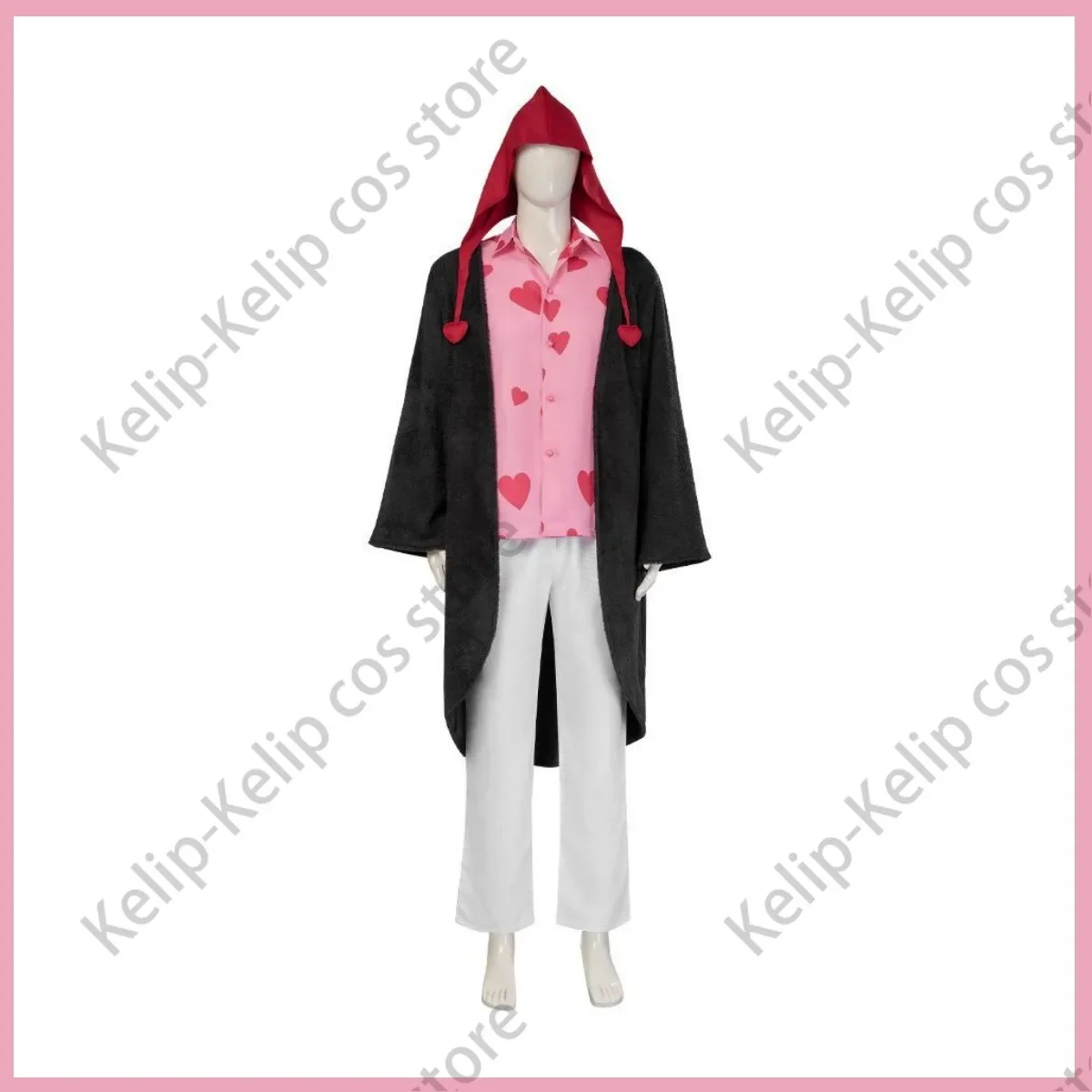 Anime Donquixote Rosinante Corazon Cosplay Kostüm schwarzer Umhang Mantel rotes Herz Hemd Uniform erwachsenen Mann Halloween Karneval Anzug