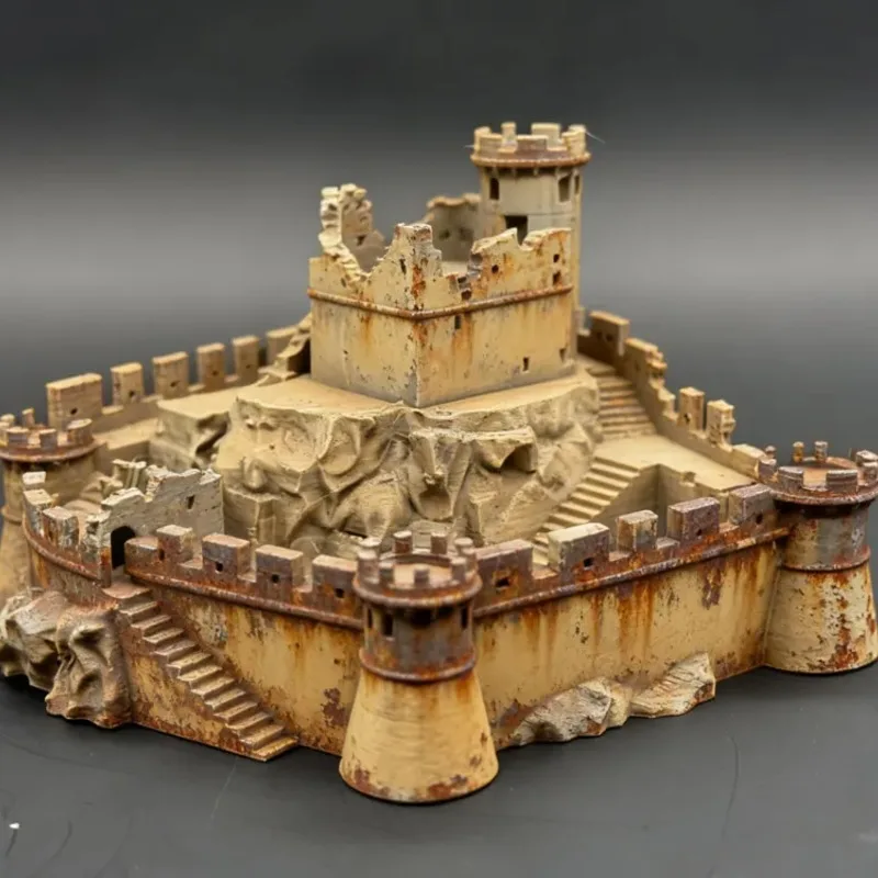 DIY coloring medieval defense city ruins statue ornament, desktop creative sculpture figure home decoration crafts