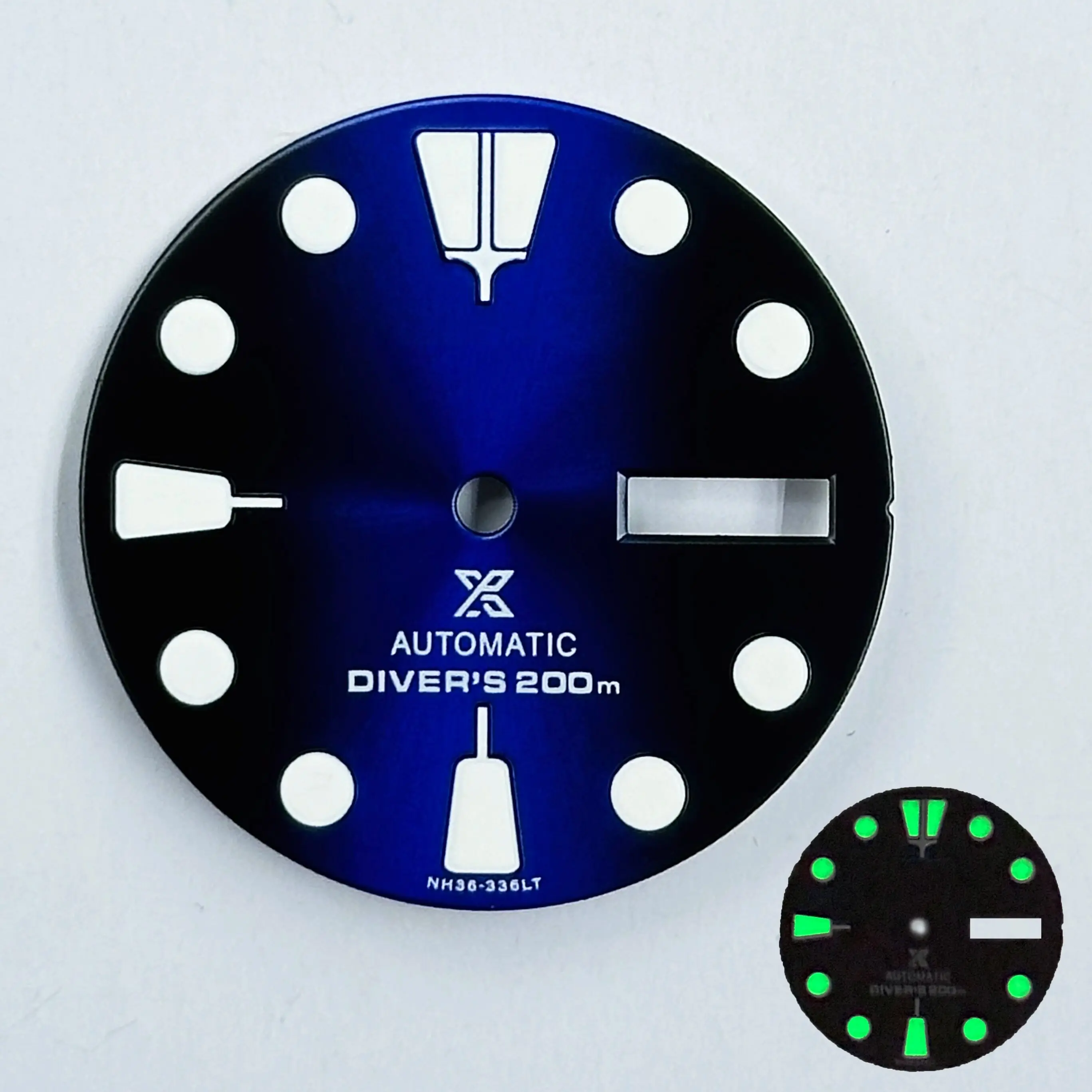 Customized new NH36 dial diameter 28.5mm mechanical watch abalone modified NH35 green luminous surface diving watch accessories