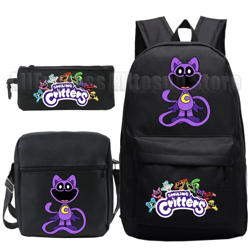 Smiling Critters Backpack 3Pcs Set Mochila Boys Girls Anime School Bags Men Women Travel Knapsack Teens Backpack Gift Mochila