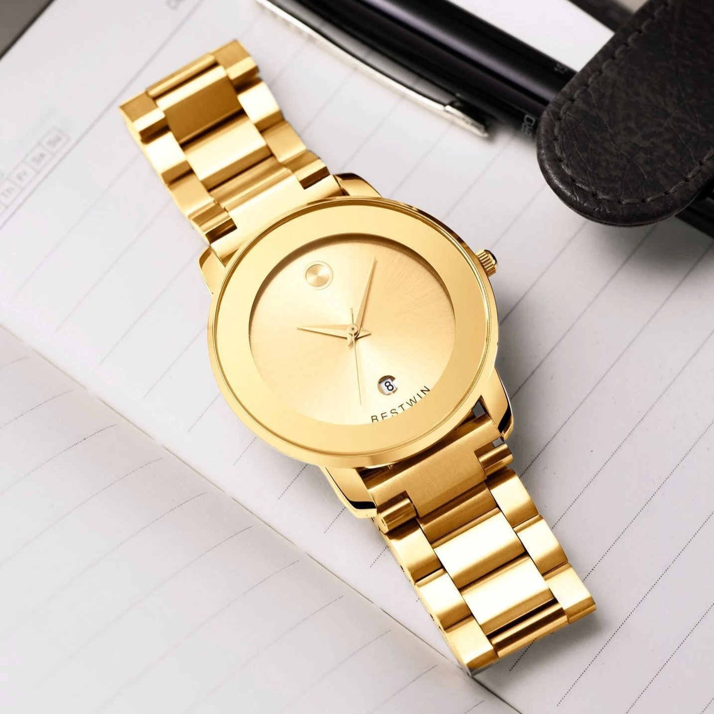 Gold Ultra Thin Men's Quartz Watch 2