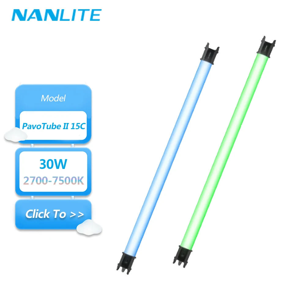 

Nanlite PavoTube II 15C 30W 2700-7500K CCT LED Tube Light with 2.4GHz Bluetooth NANLINK APP Control for Photography CRI 97