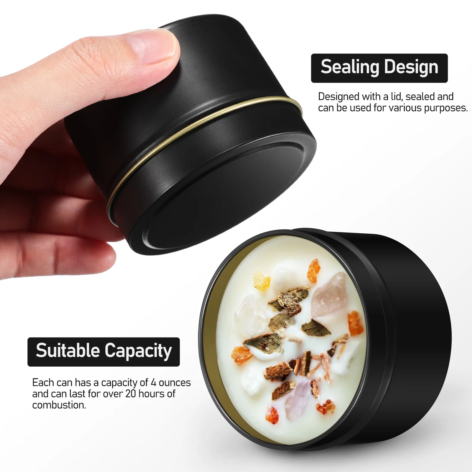 

24 Pcs Black C Jars Tinplate Aromatherapy Empty Containers Storage Scented Tins DIY Large Capacity Suitable Occasions