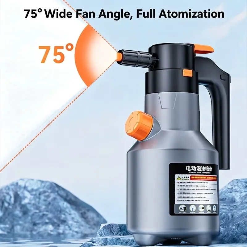 2L Electric Car Wash Foam Sprayer Portable High Pressure Foam Cannon Bottle With Fan Nozzle Rechargeable Auto Cleaning Sprayer