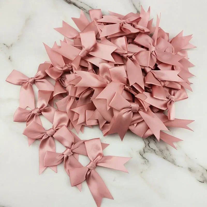 (50pcs) 1 inch 25mm fresh pink ribbon bows Polyester Satin Bow Flower DIY Craft Decorations