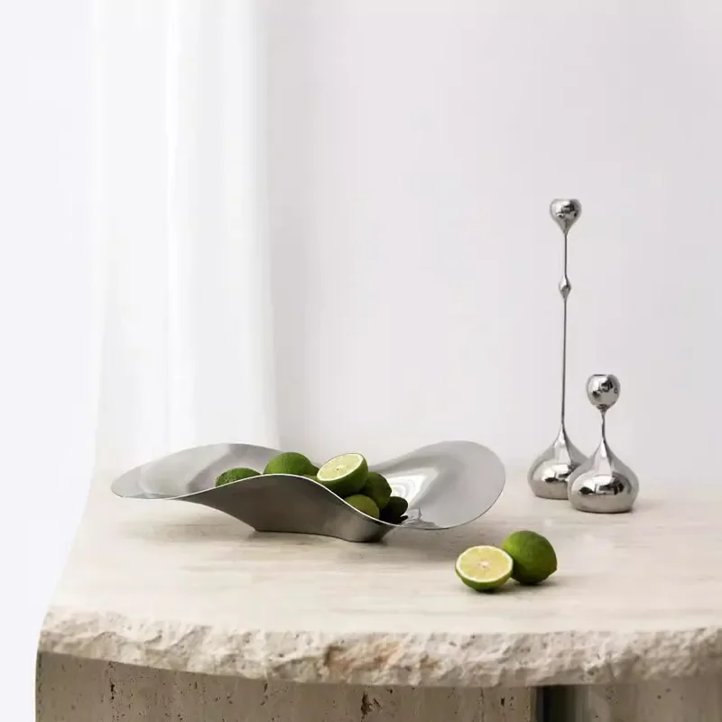 Luxury Mirror Stainless Steel Tray, Tableware, Irregular Streamlined Fruit Bowls, Kitchen Table Decoration, Scandinavian Style