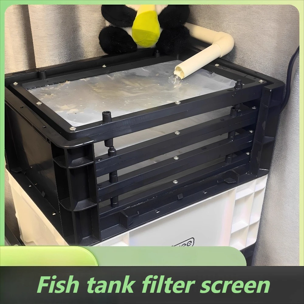 Spezieller Aquarium-Filtersieb für Umsatzbox, drei Schichten, quadratischer Filtersieb aus Edelstahl, Zubehör für Fischfilter