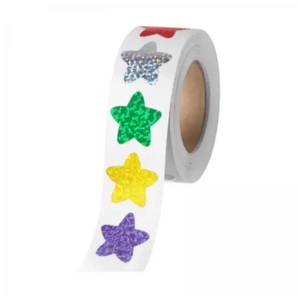 Sparkly Star Stickers Roll Large Multicolored Adhesive for Teachers Classroom Rewards Kids