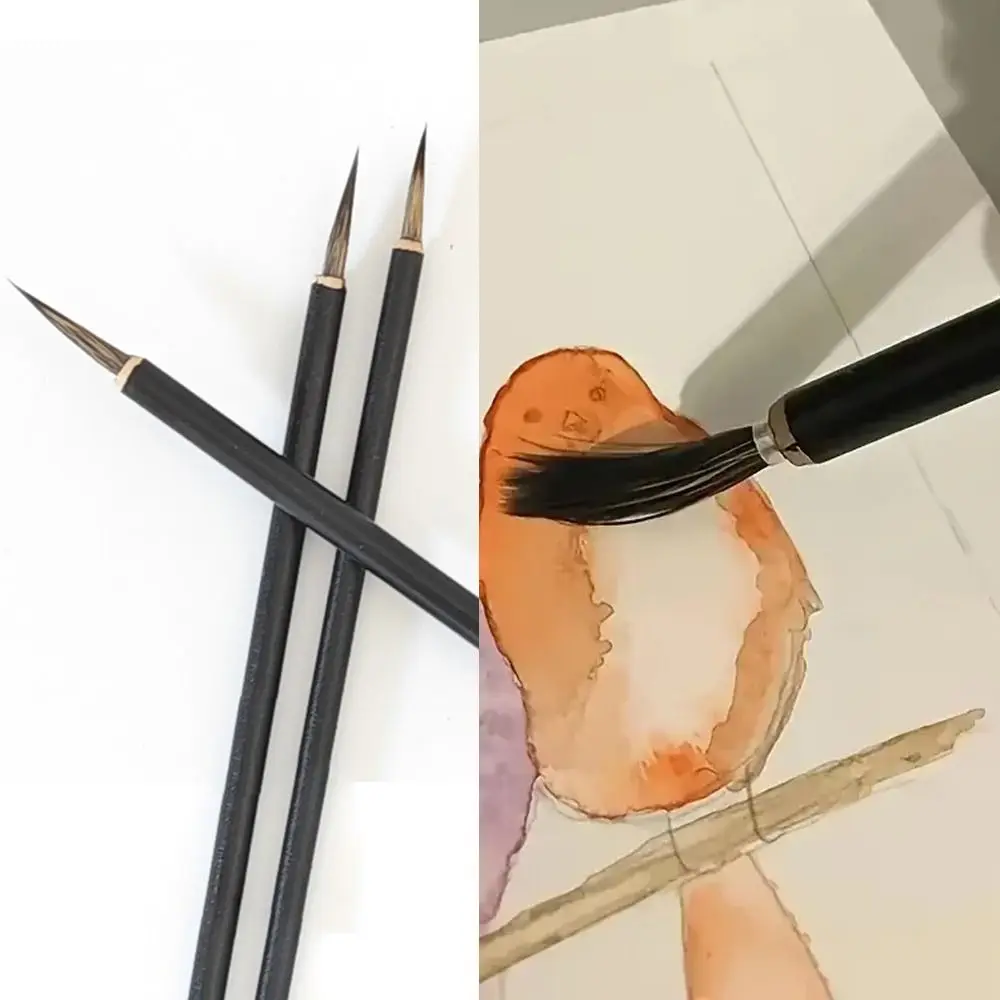 Ceramics Hook Line A Set Chinese Calligraphy Brush Fine Mouse Whisker Chinese Painting Brush and Stone Badger Hair Portable