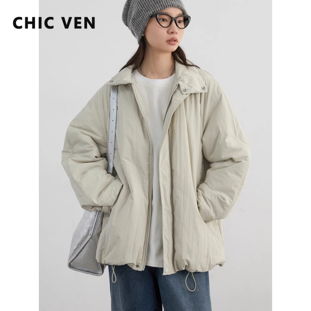 

CHIC VEN женская короткая парка пальто свободная повседневная однотонная одежда для девочек женская куртка на хлопковой подкладке спортивная осень-зима новинка 2024