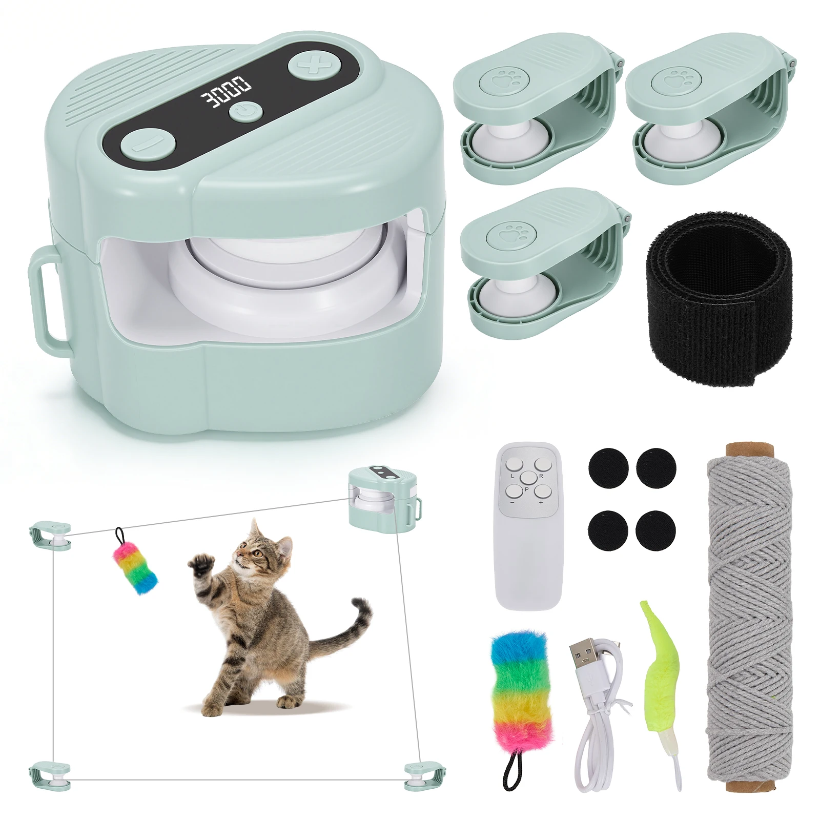 Ferngesteuertes Automatisches Interaktives Katzenspielzeug Intelligentes Indoor-Jagdspielzeug mit Vogelgeräuschen & 3-Gang-Bewegung für Jagd- und Verfolgungsspiele